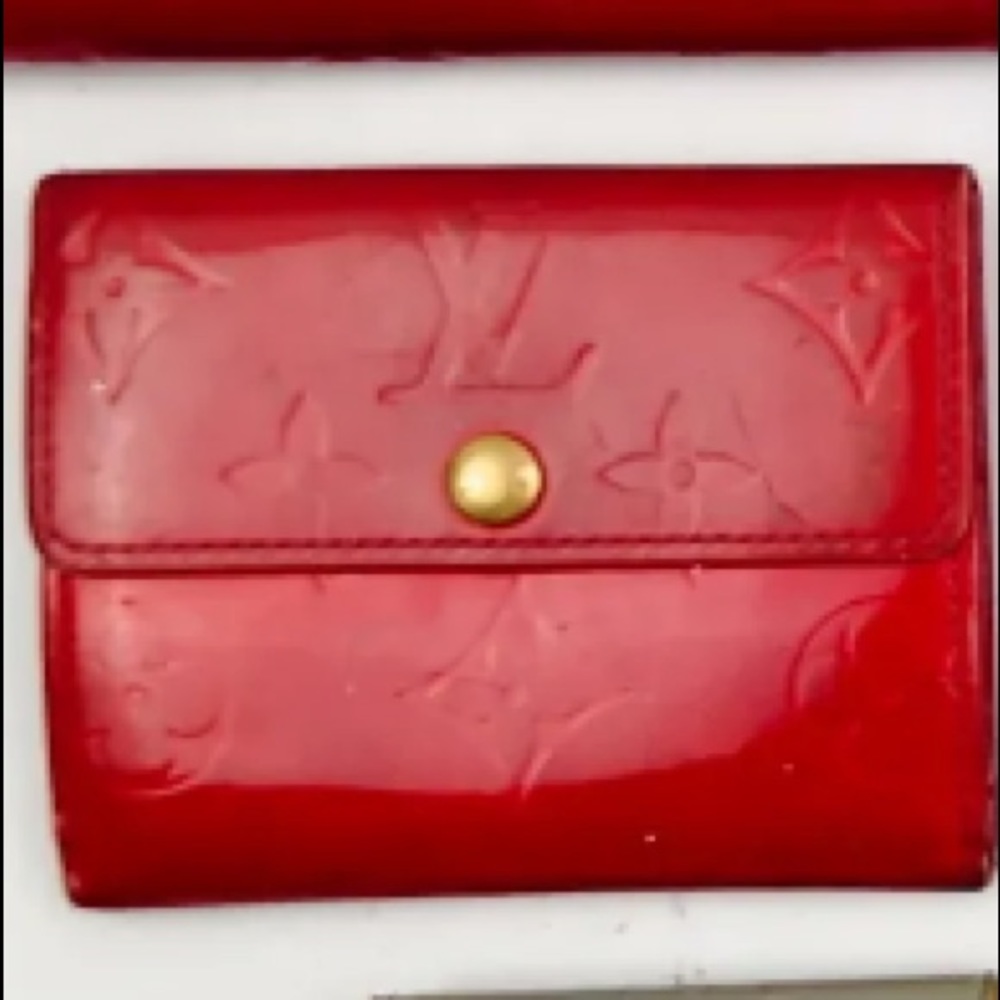 LOUIS VUITTON Vernice Sarah compact orange (ish) red color wallet vintage - Picture 2 of 12